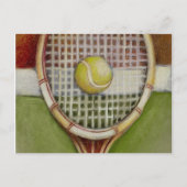 Tennis Racket met Ball Laying over Court Briefkaart (Voorkant)