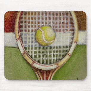 Tennis Racket met Ball Laying over Court Muismat