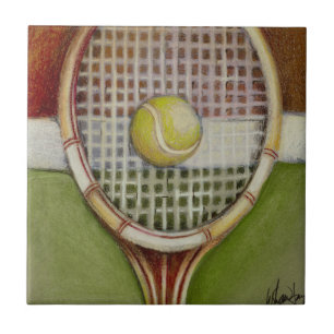 Tennis Racket met Ball Laying over Court Tegeltje
