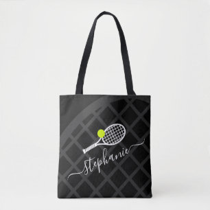 Tennis Racket Monogram Black White Sports Draagtas