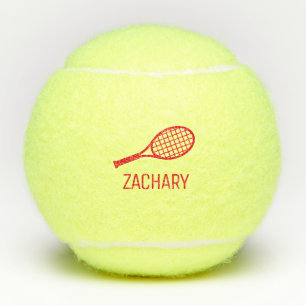 Tennis Racket Monogram Naam Rood Gepersonaliseerd Tennisballen