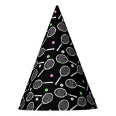 Tennis Racket Patroon Extravagant Zwart Feesthoedjes (Voorkant)