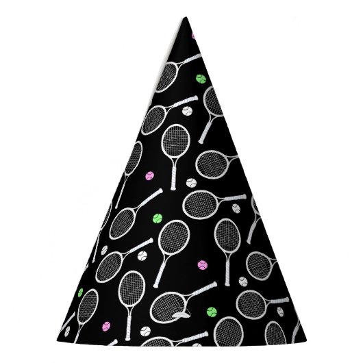 Tennis Racket Patroon Extravagant Zwart Feesthoedjes (Links)