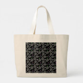 Tennis Racket Patroon Extravagant Zwart Grote Tote Bag (Achterkant)