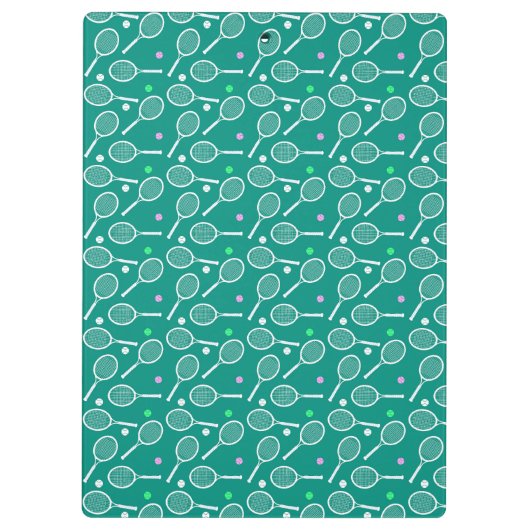 Tennis Racket Patroon Retro Emerald Groen Klembord (Achterkant)