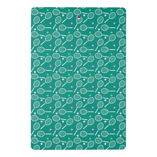 Tennis Racket Patroon Retro Emerald Groen Mini Klembord (Achterkant)