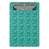 Tennis Racket Patroon Retro Emerald Groen Mini Klembord (Voorkant)