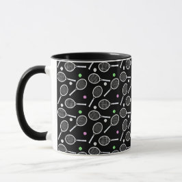 Tennis Racket Pattern Black Mok