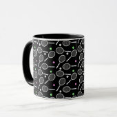 Tennis Racket Pattern Black Mok (Voorkant links)