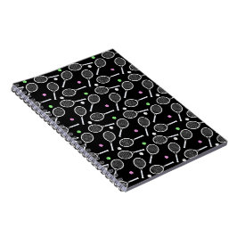 Tennis Racket Pattern Black Notitieboek