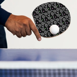 Tennis Racket Pattern Black Tafeltennisbatje