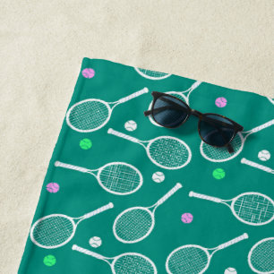 Tennis Racket Pattern Green Strandlaken