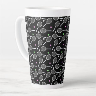 Tennis Racket Pattern Latte Mok