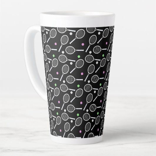 Tennis Racket Pattern Latte Mok (Linkerhoek)