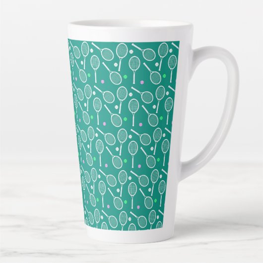 Tennis Racket Pattern Latte Mok (Rechts)