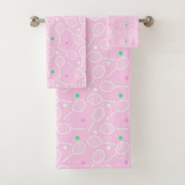Tennis Racket Pattern Pastel Pink Bad Handdoek