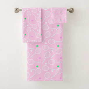 Tennis Racket Pattern Pastel Pink Bad Handdoek