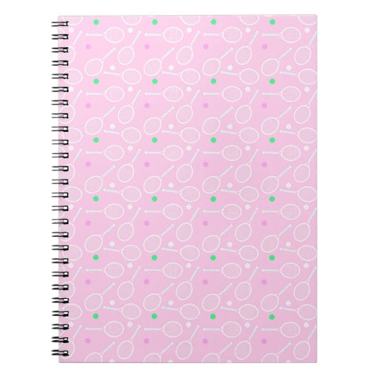 Tennis Racket Pattern Pastel Pink Notitieboek (Voorkant)