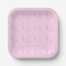 Tennis Racket Pattern Pastel Pink Papieren Bordje