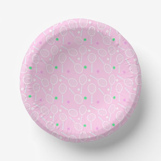 Tennis Racket Pattern Pastel Pink Papieren Kommen (Voorkant)