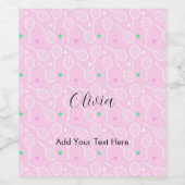 Tennis Racket Pattern Pastel Pink Persoonlijk Wijn Etiket (Enkel label)