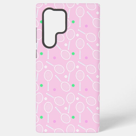 Tennis Racket Pattern Pastel Pink Samsung Galaxy Hoesje (Achterkant)