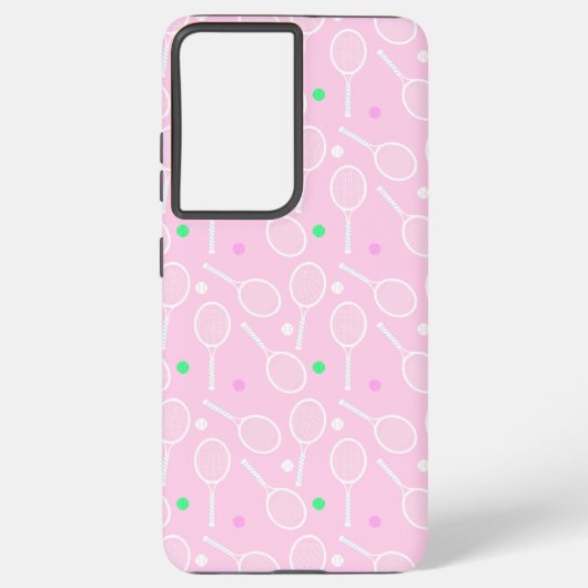 Tennis Racket Pattern Pastel Pink Samsung Galaxy Hoesje (Achterkant)