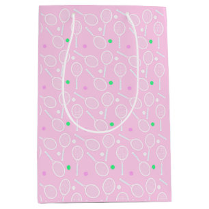 Tennis Racket Pattern roze Medium Cadeauzakje