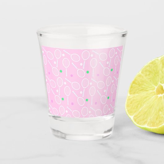 Tennis Racket Pattern roze Shot Glas (Voorkant)