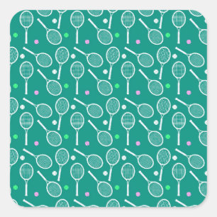 Tennis Racket Pattern Vierkante Sticker