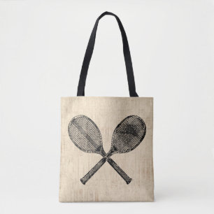 Tennis Rackets Antiek Tennis Racquet Script Paper Draagtas