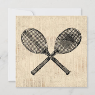 Tennis Rackets Antiek Tennis Racquet Script Paper Kaart