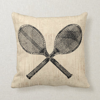 Tennis Rackets Antiek Tennis Racquet Script Paper Kussen