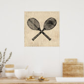 Tennis Rackets Antiek Tennis Racquet Script Paper Poster (Keuken)