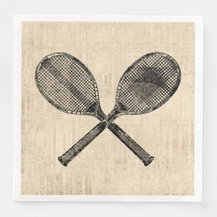 Tennis Rackets Antiek Tennis Racquet Script Paper Servet