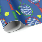 Tennis Rackets & Balls Pattern Cadeaupapier (Rol Hoek)