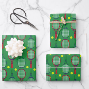 Tennis Rackets & Balls Pattern Inpakpapier Vel