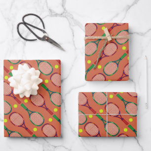 Tennis Rackets & Balls Pattern Inpakpapier Vel