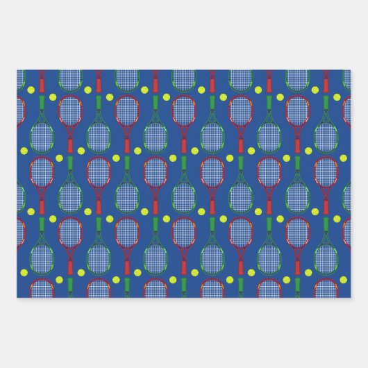 Tennis Rackets & Balls Pattern Inpakpapier Vel (Voorkant 2)
