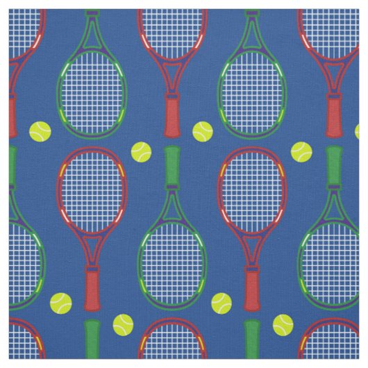 Tennis Rackets & Balls Pattern Stof (Swatch)