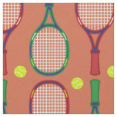 Tennis Rackets & Balls Pattern Stof (Close Up)