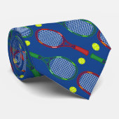 Tennis Rackets & Balls Pattern Stropdas (Opgerold)