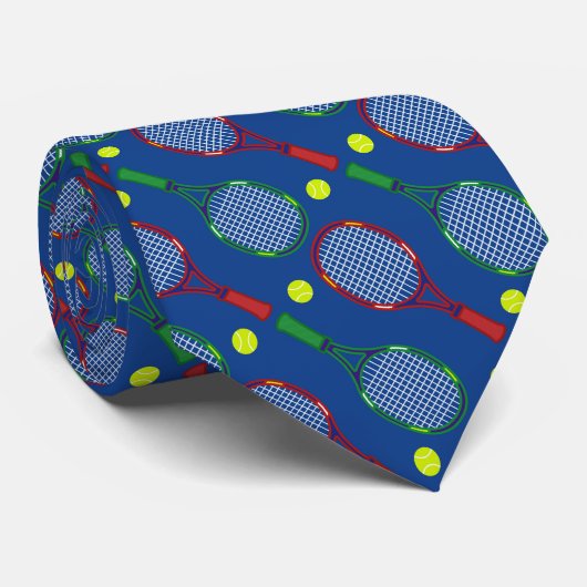 Tennis Rackets & Balls Pattern Stropdas (Opgerold)