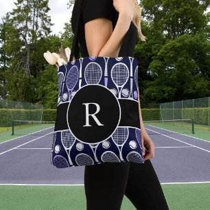 Tennis Rackets & Balls Team Name Monogram Paars Draagtas