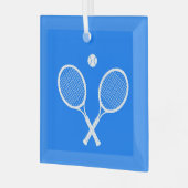 Tennis Rackets Blue Background Glas Ornament (Voorkant links)