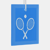 Tennis Rackets Blue Background Glas Ornament (Voorkant Rechts)