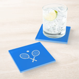 Tennis Rackets Blue Background Glazen Onderzetter