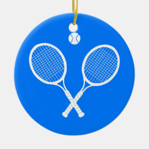 Tennis Rackets Blue Background Keramisch Ornament