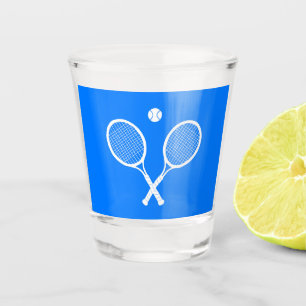 Tennis Rackets Blue Background Shot Glas