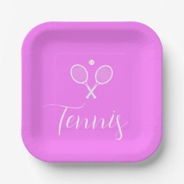 Tennis Rackets en Ball Deep Pink Papieren Bordje